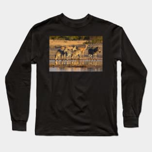 Zebras at Waterhole, Hwange National Park, Zimbabwe Long Sleeve T-Shirt